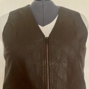 Vintage Jacque & Koko Women’s 18/20 Zipped-Up Brown Leather Vest